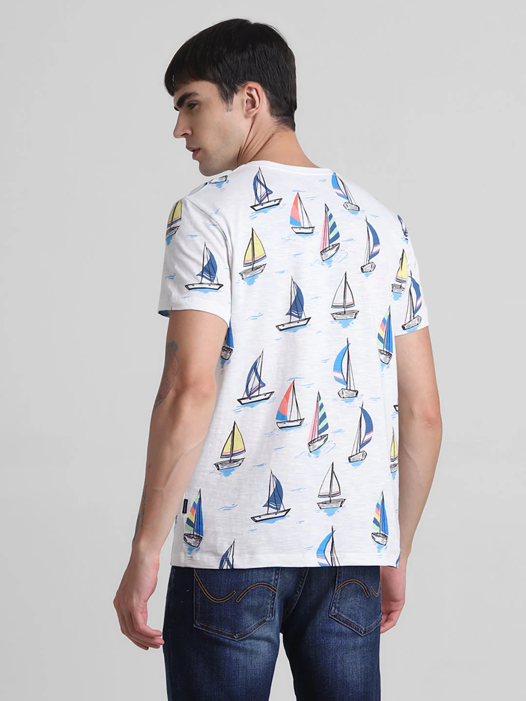 White Printed Cotton T-shirt - Image 4