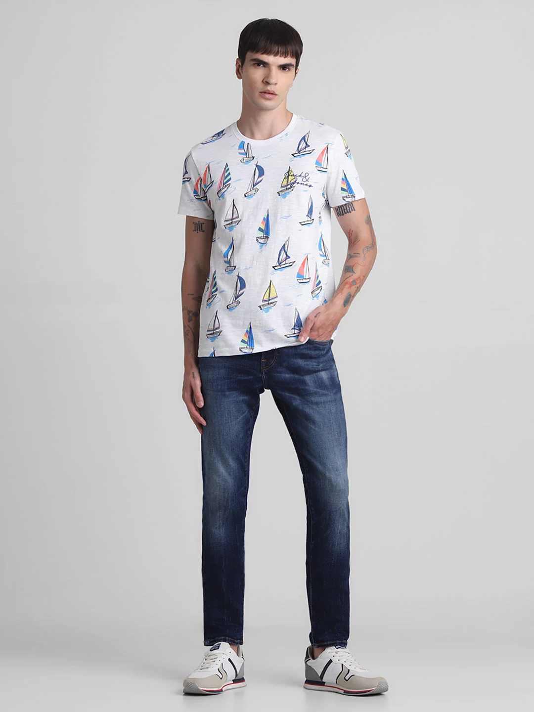 White Printed Cotton T-shirt - Image 6
