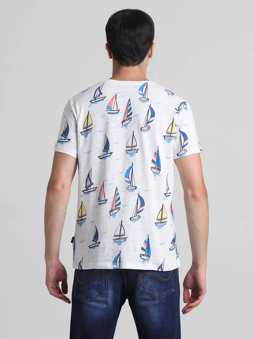White Printed Cotton T-shirt - Image 9