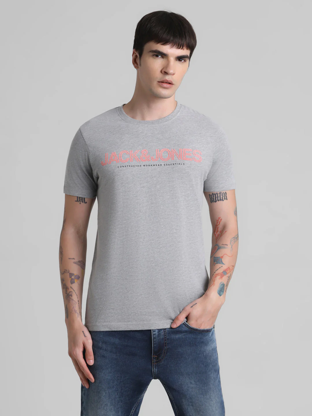Grey Logo Print T-shirt - Image 2