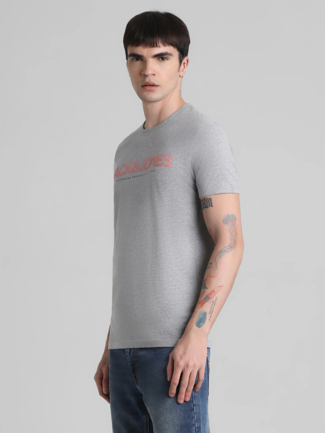 Grey Logo Print T-shirt - Image 3