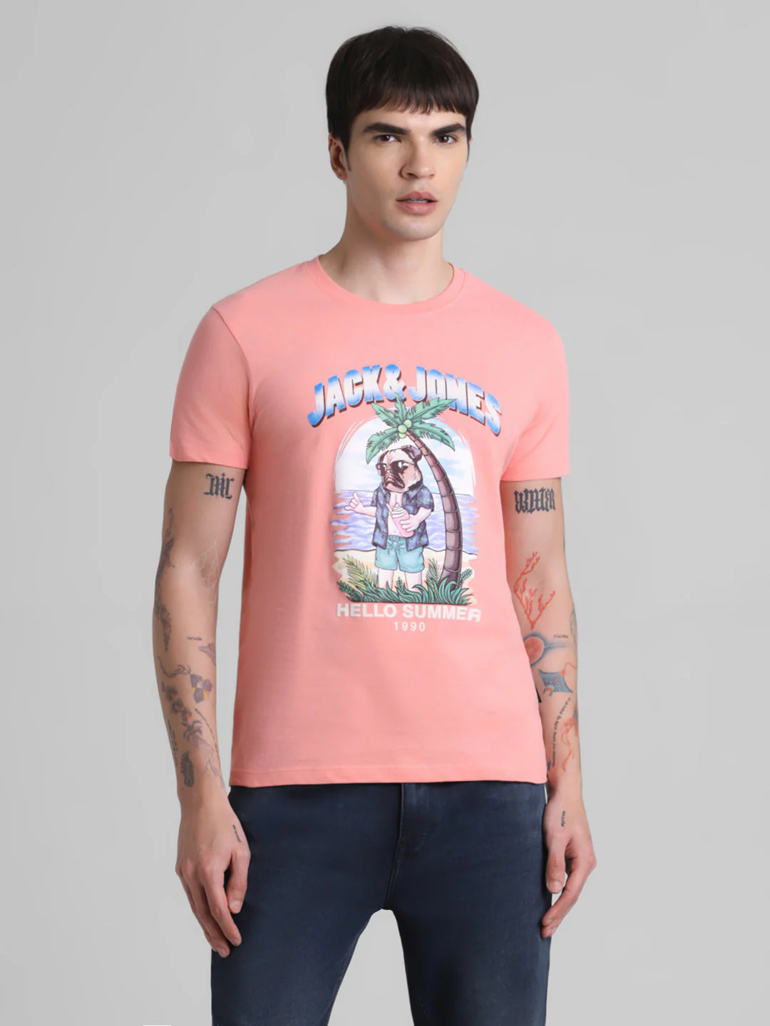 Pink Graphic Print Cotton T-shirt - Image 2