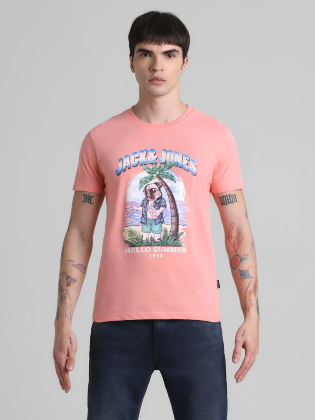Pink Graphic Print Cotton T-shirt - Image 8