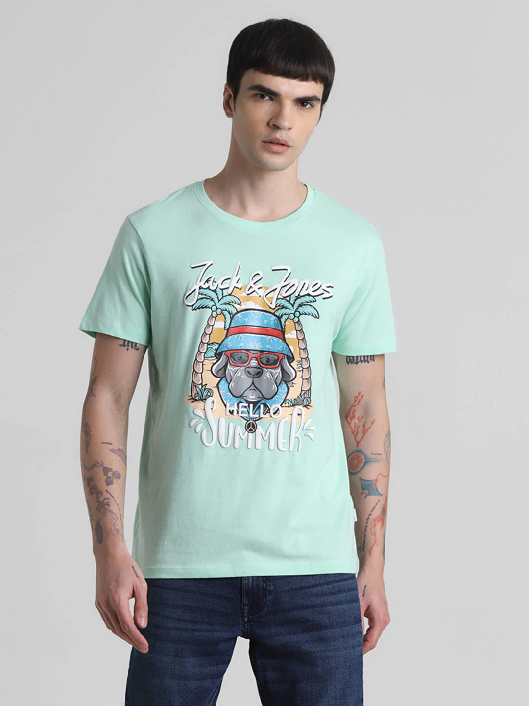 Green Graphic Print Cotton T-shirt - Image 2