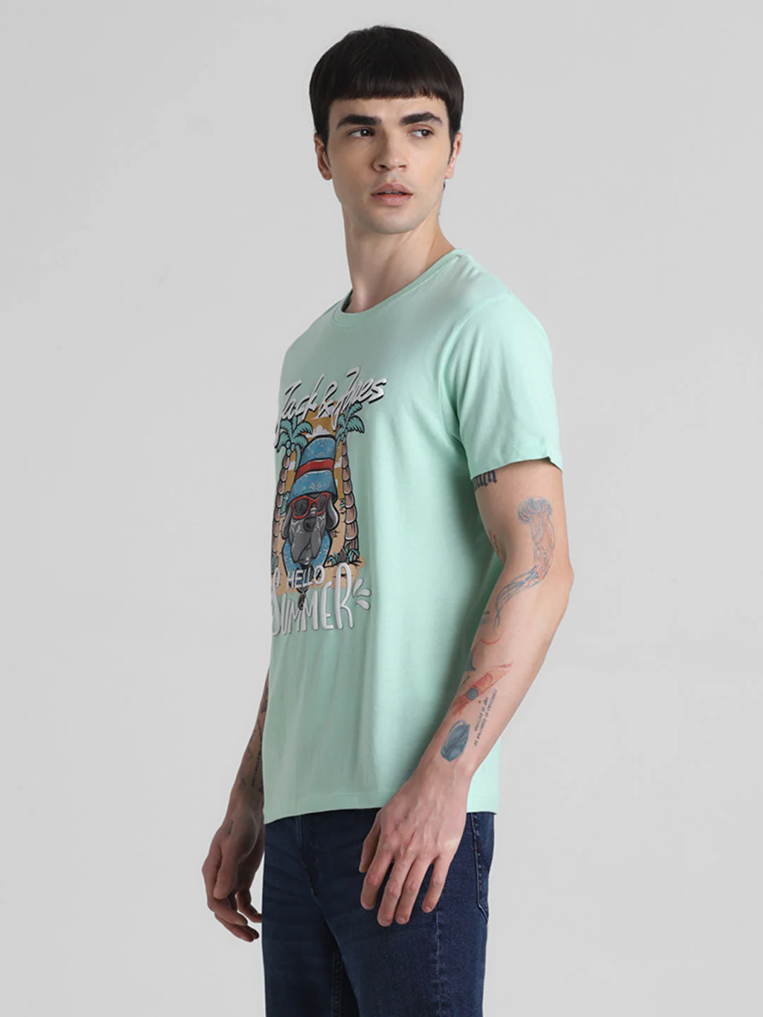 Green Graphic Print Cotton T-shirt - Image 3