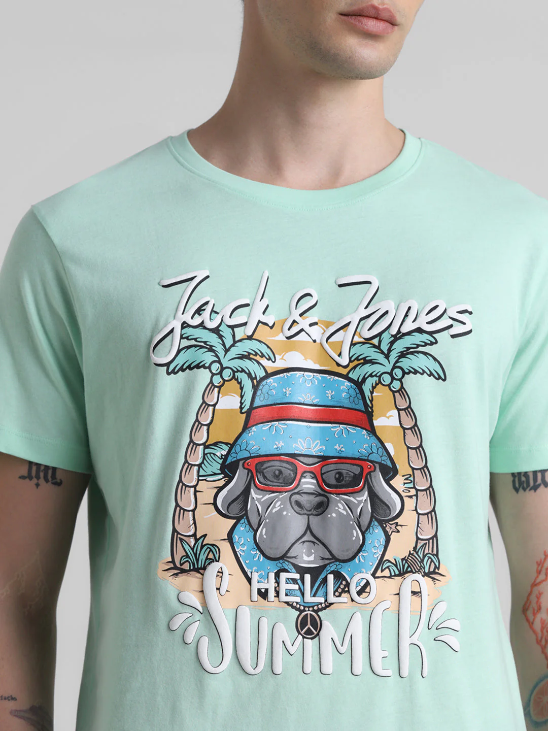 Green Graphic Print Cotton T-shirt - Image 5