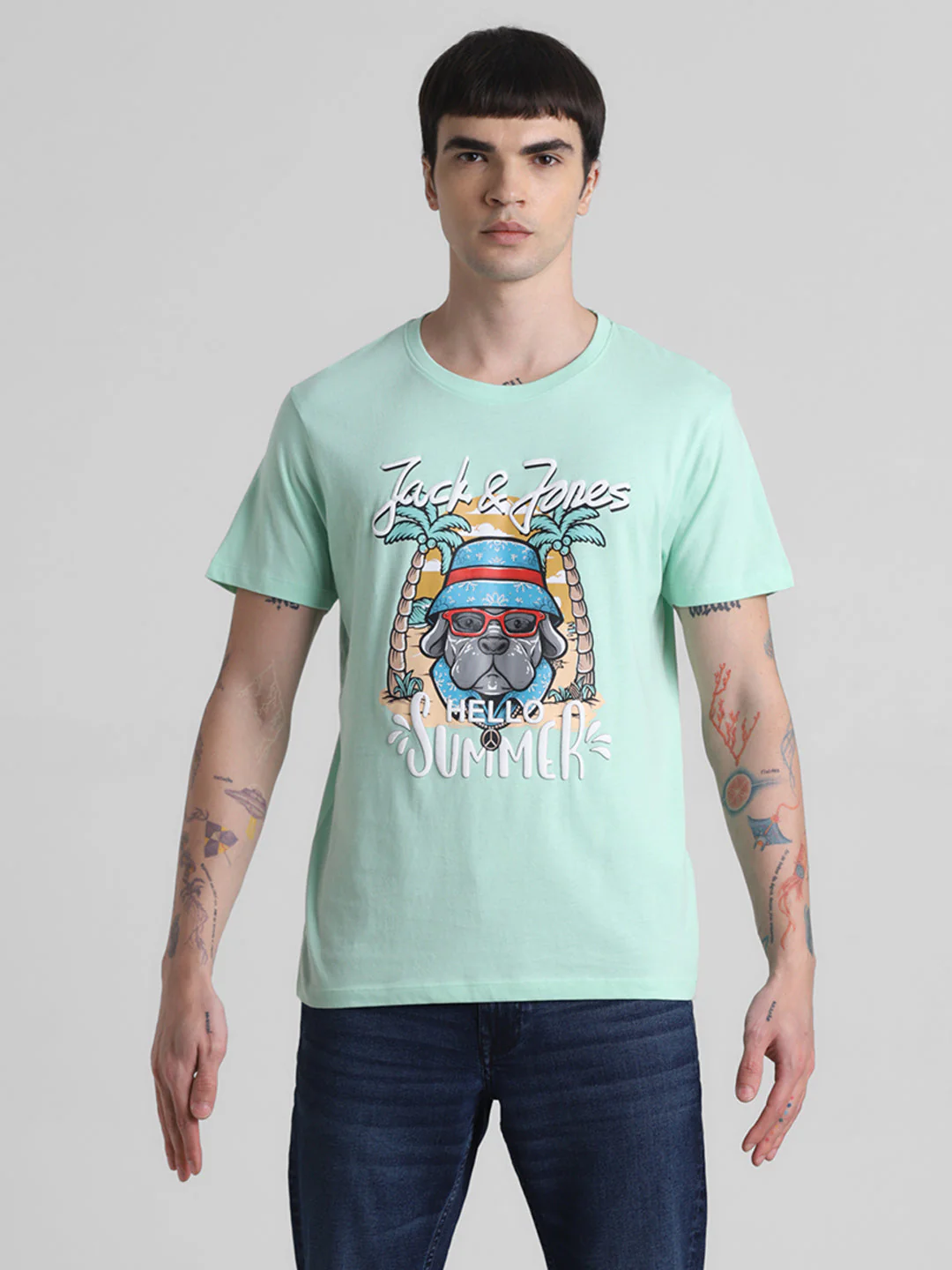Green Graphic Print Cotton T-shirt - Image 8