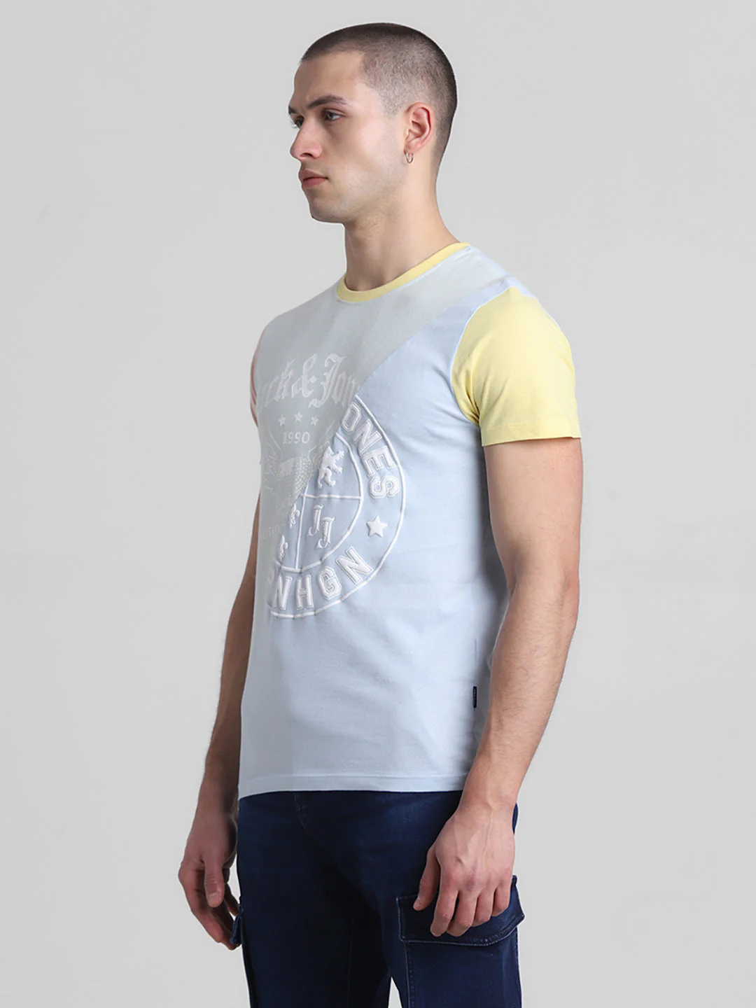 Colourblocked Printed Cotton T-shirt - Image 3