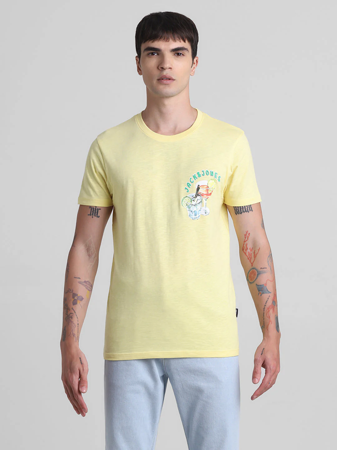 Yellow Printed Cotton T-shirt - Image 9