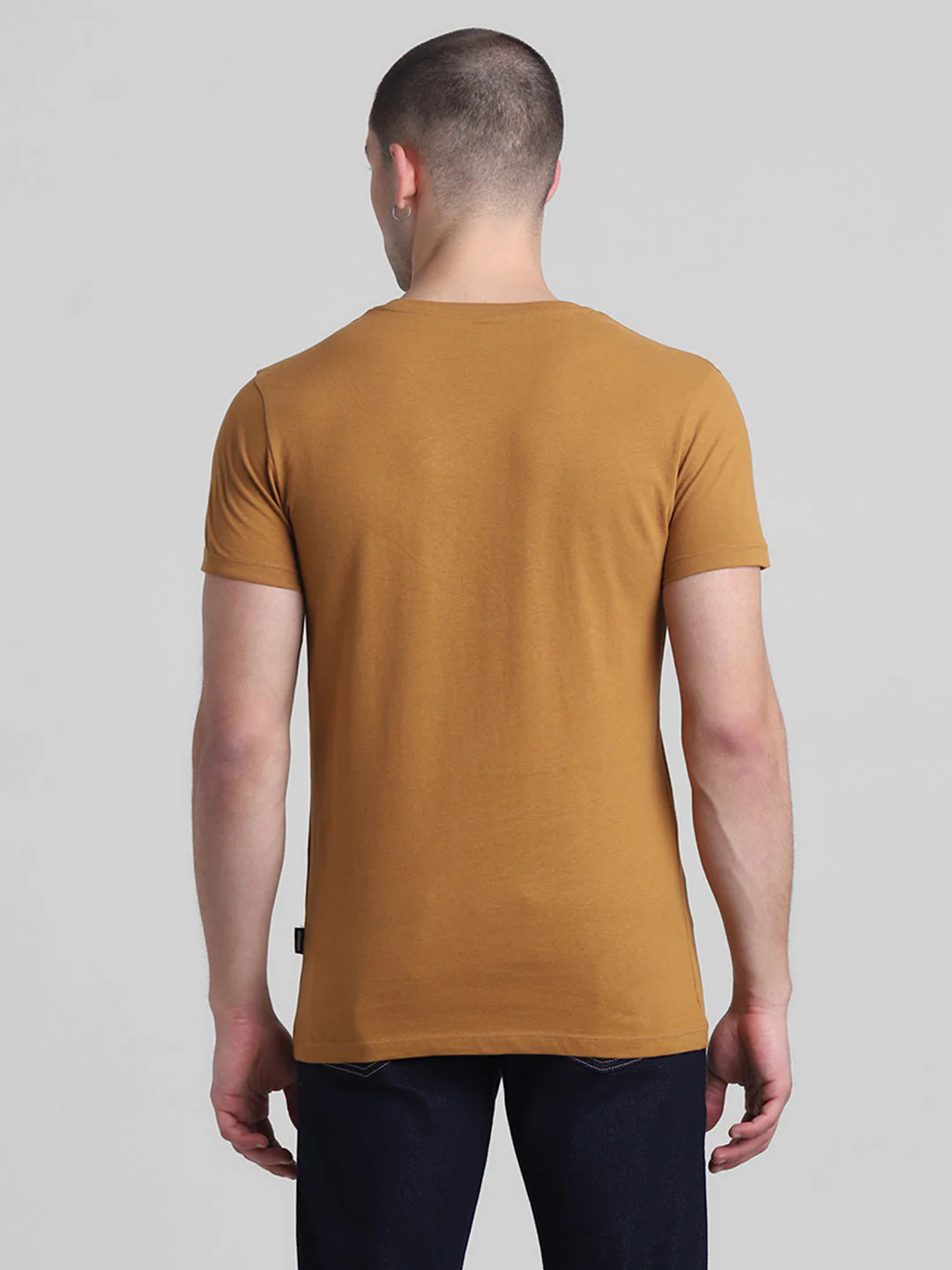 Brown Chest Print Cotton T-shirt - Image 4
