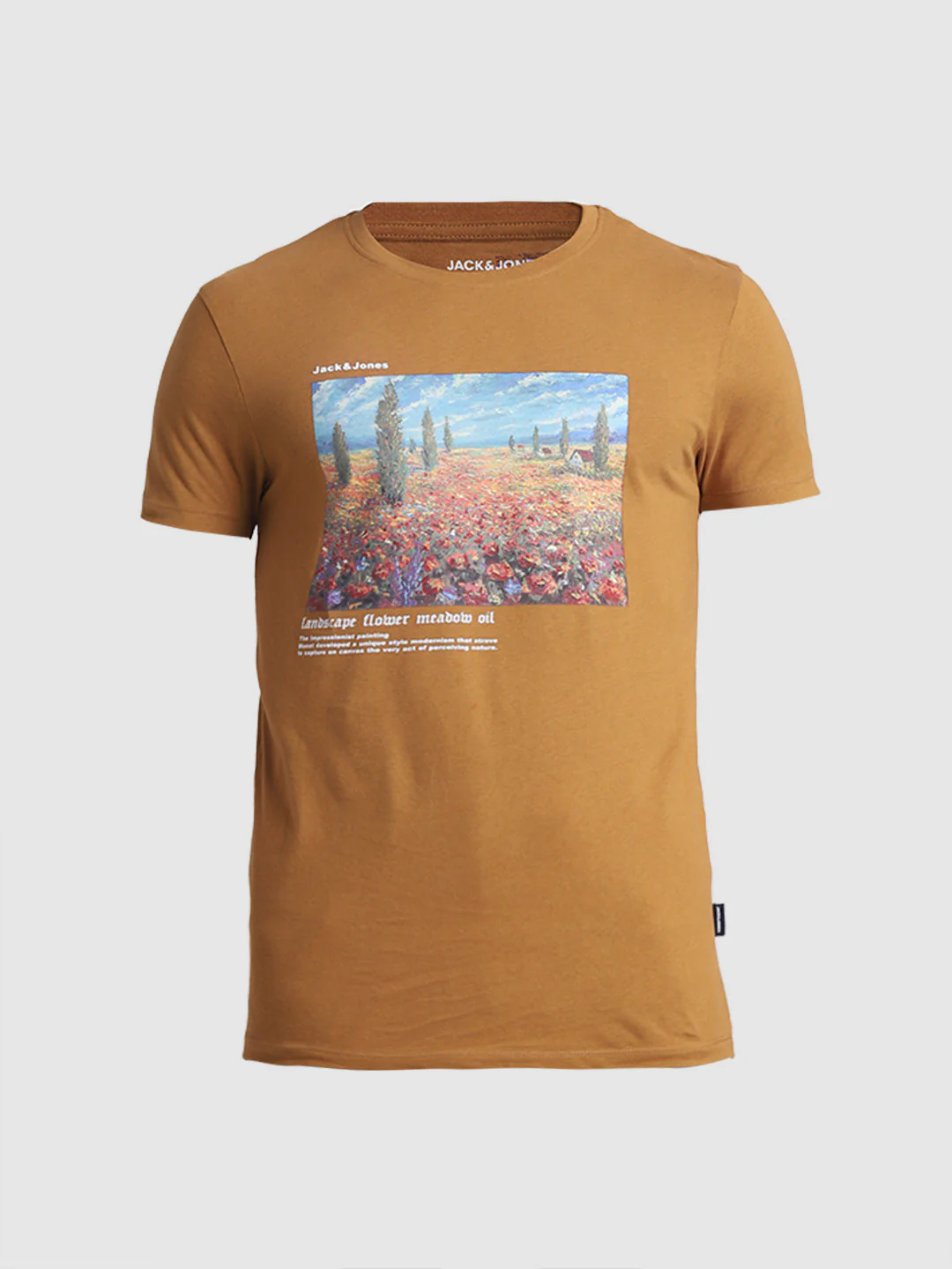 Brown Chest Print Cotton T-shirt - Image 7