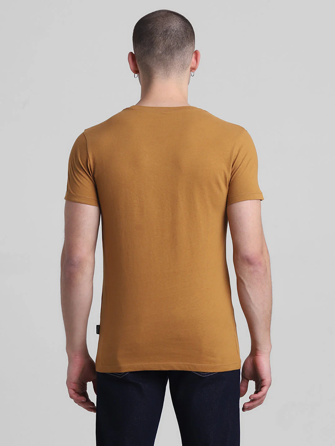Brown Chest Print Cotton T-shirt - Image 9