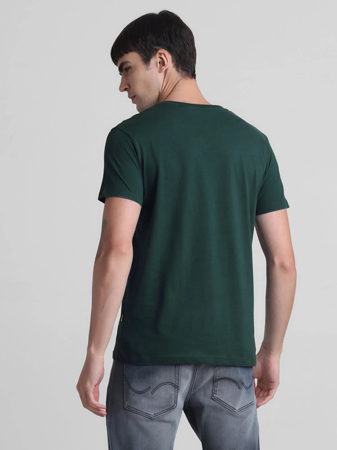 Dark Green Chest Print T-shirt - Image 4