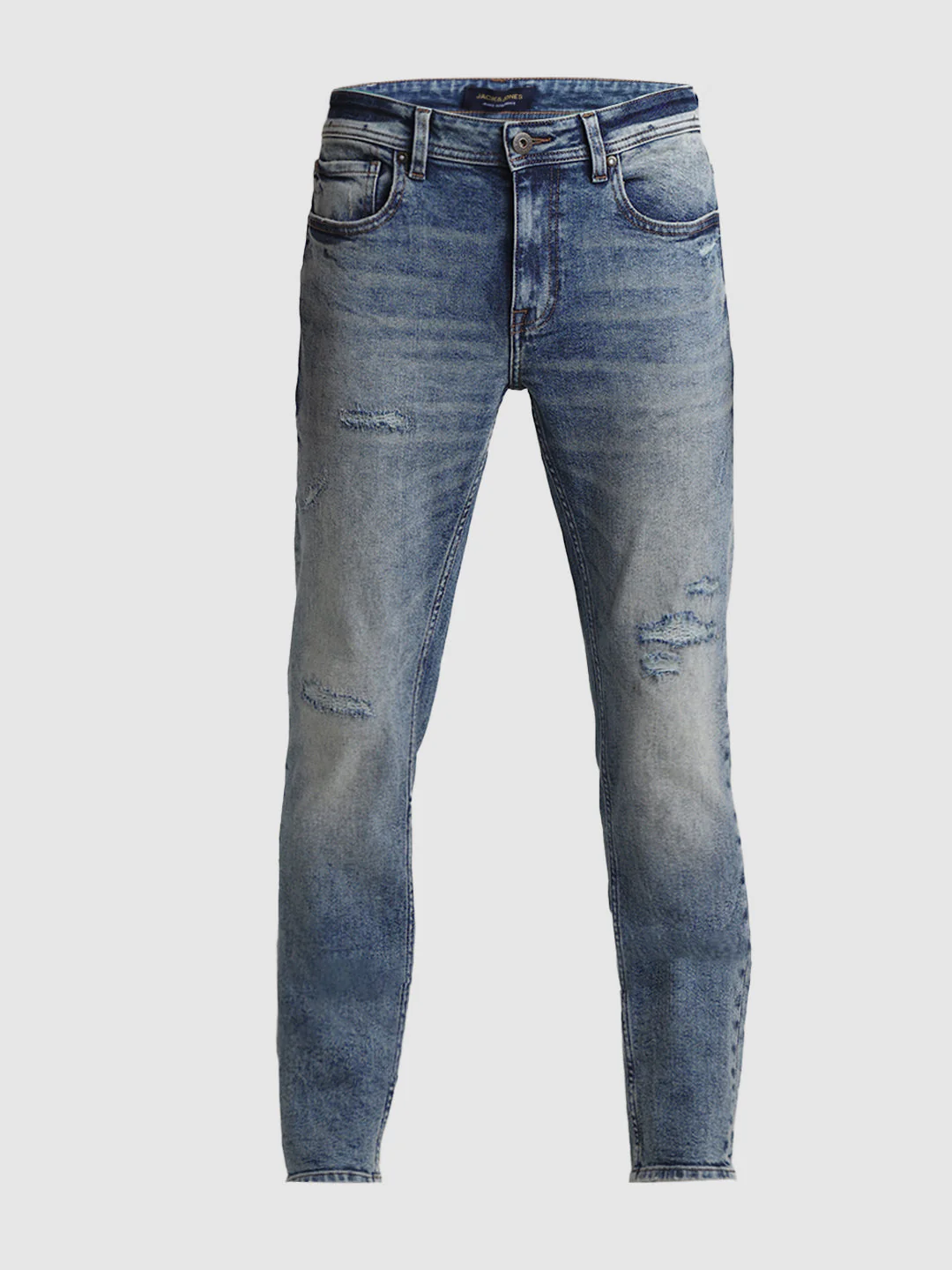 Blue Distressed 5 Pocket Skinny Jeans - Image 7