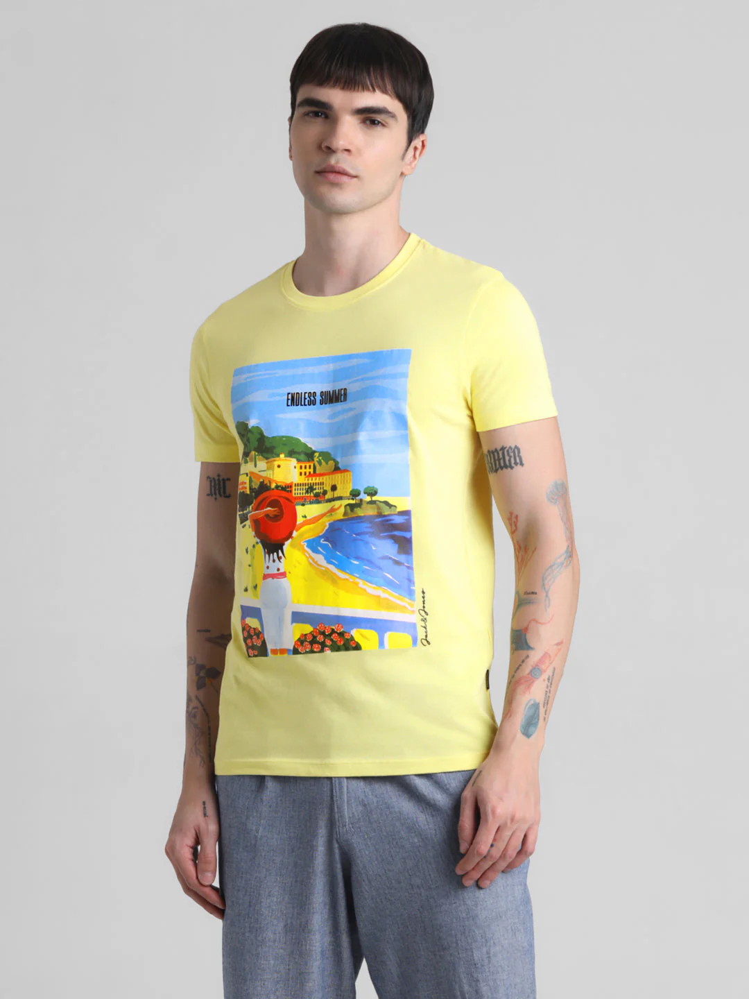 Yellow Printed Cotton T-shirt - Image 2