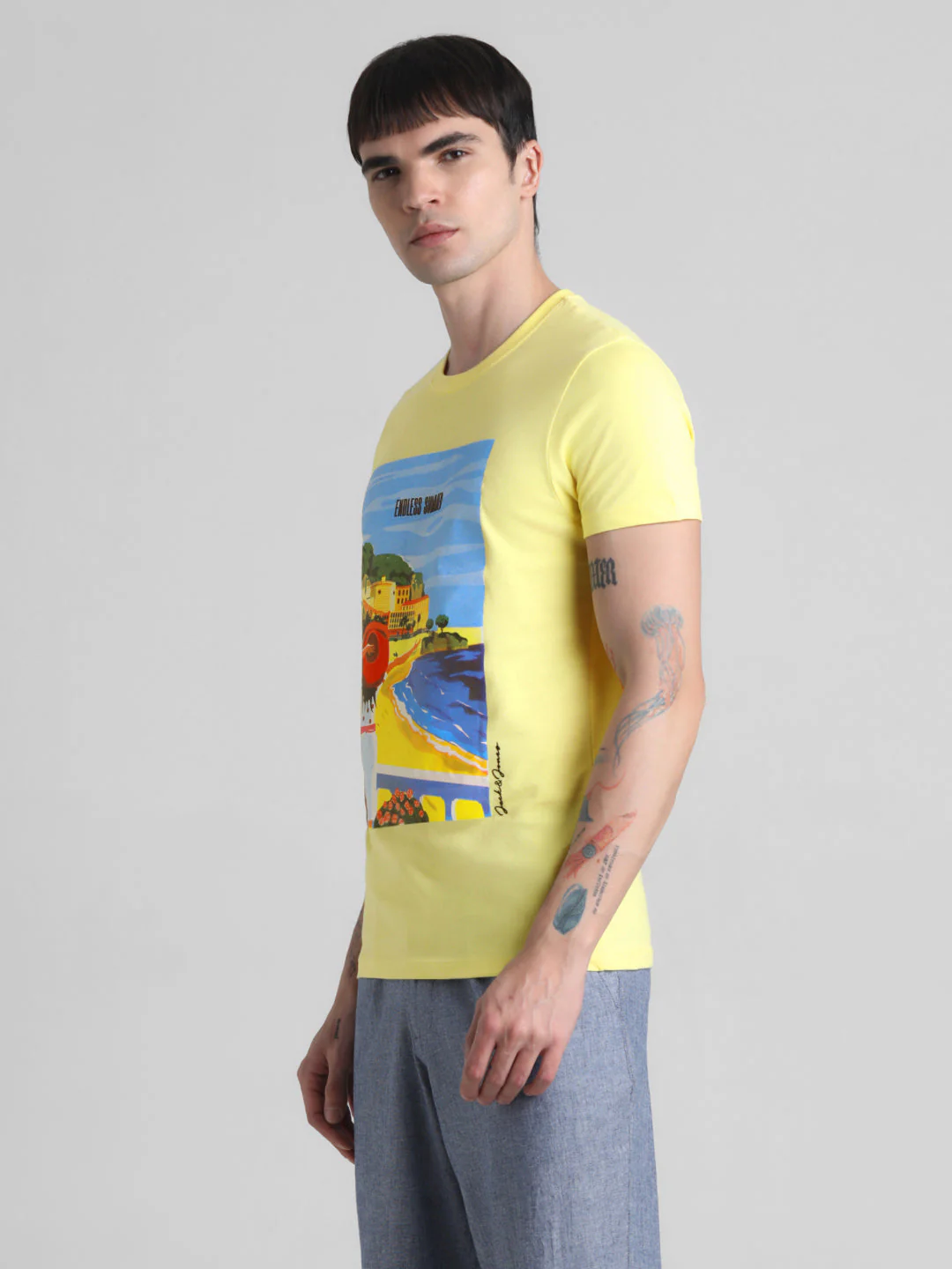 Yellow Printed Cotton T-shirt - Image 3