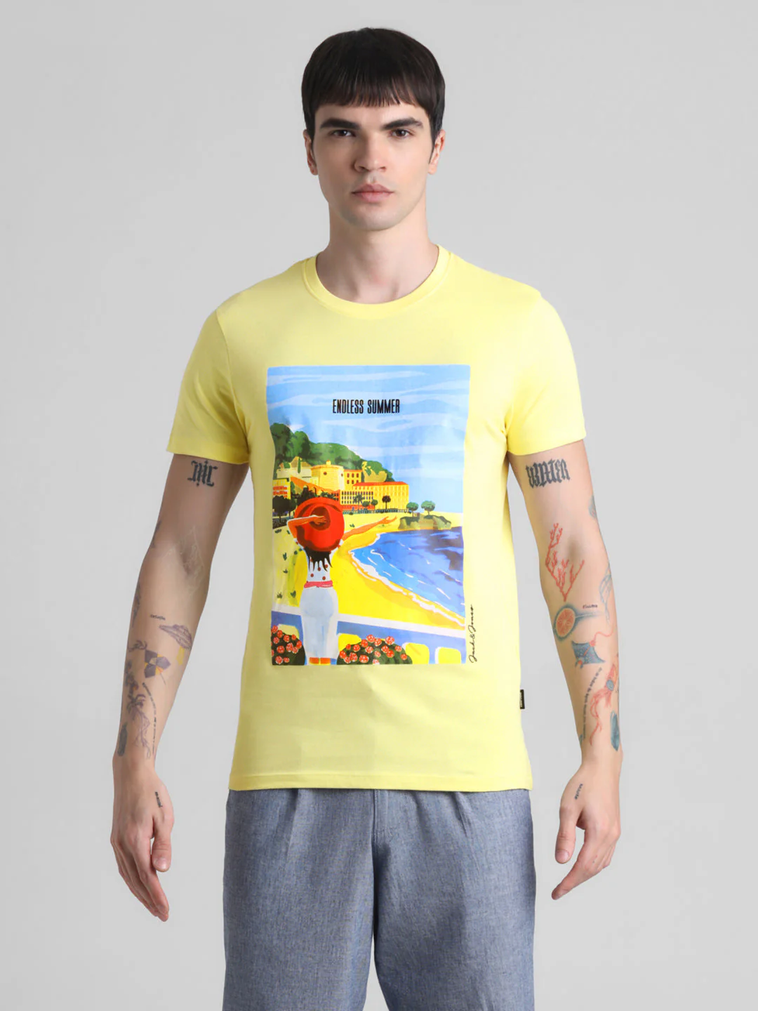 Yellow Printed Cotton T-shirt - Image 8