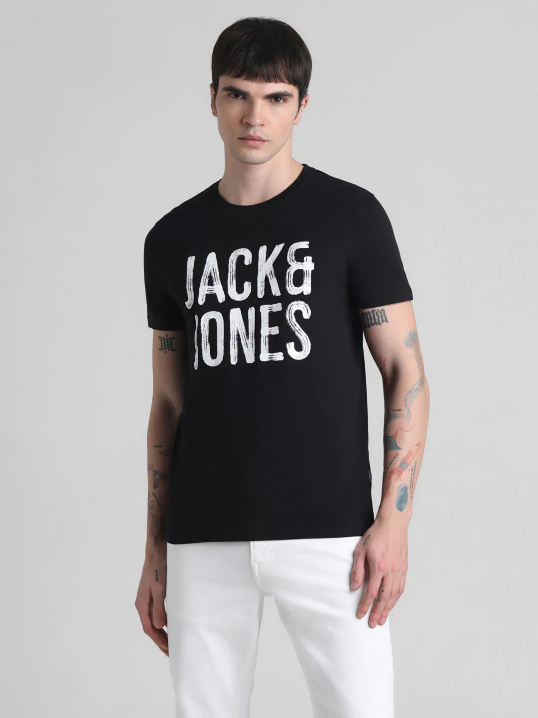 Black Large Logo Print T-shirt - Image 2