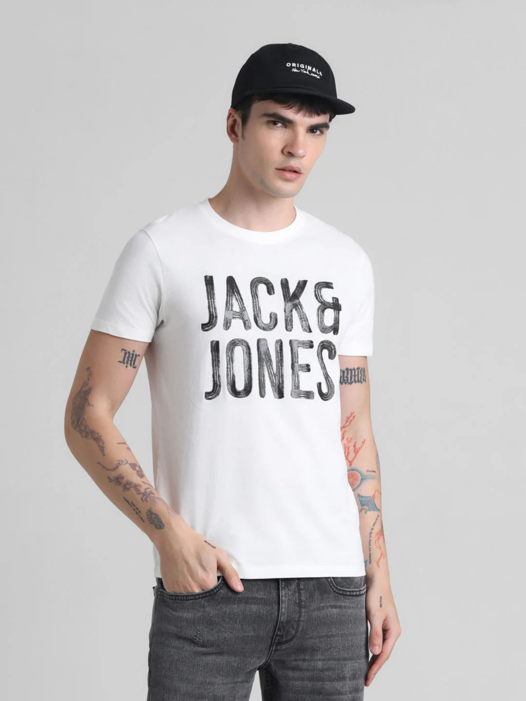 White Large Logo Print T-shirt