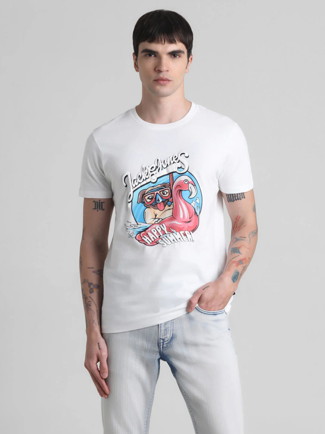 Flamingo Print Cotton T-shirt - Image 2