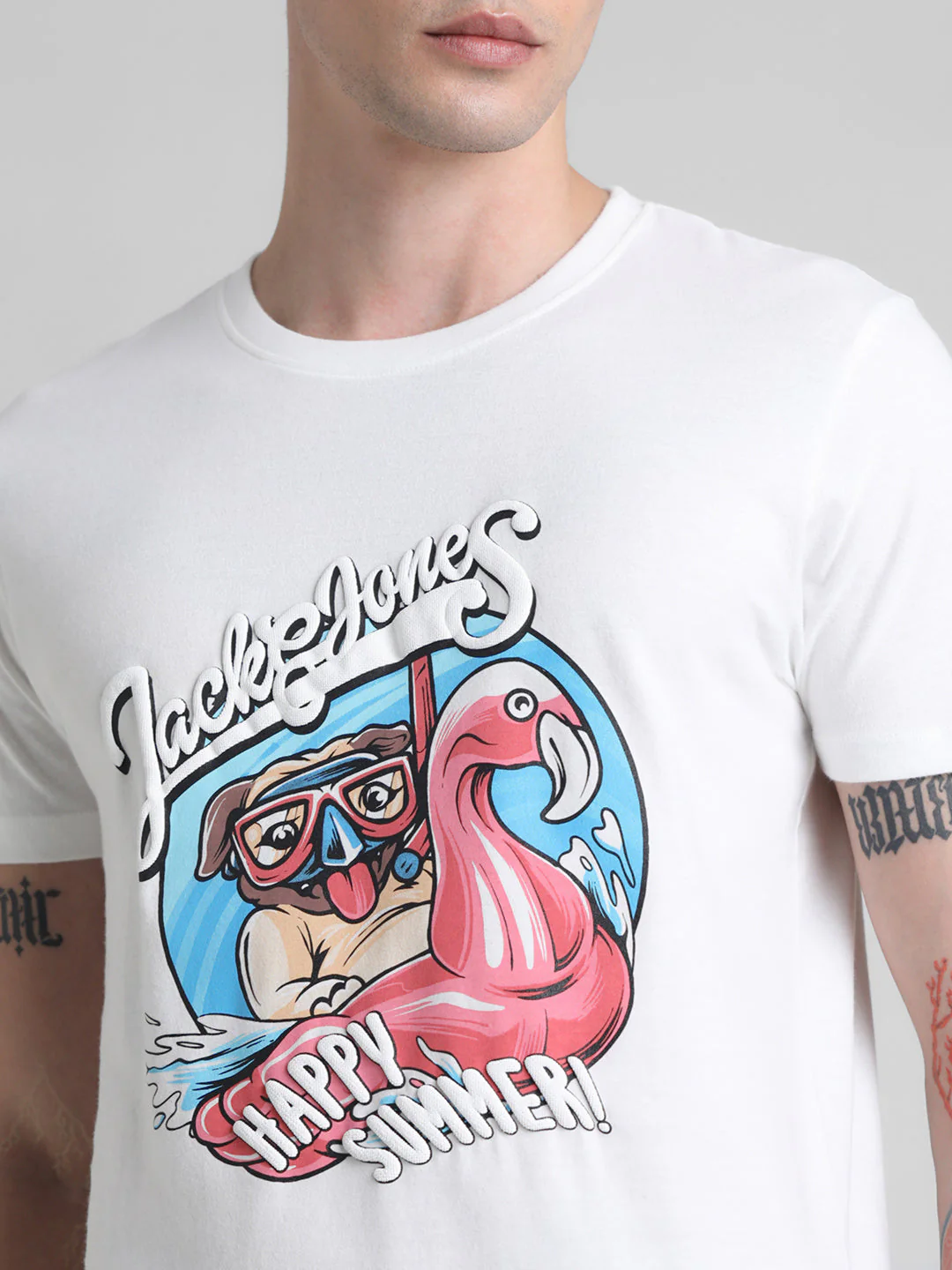 Flamingo Print Cotton T-shirt - Image 5