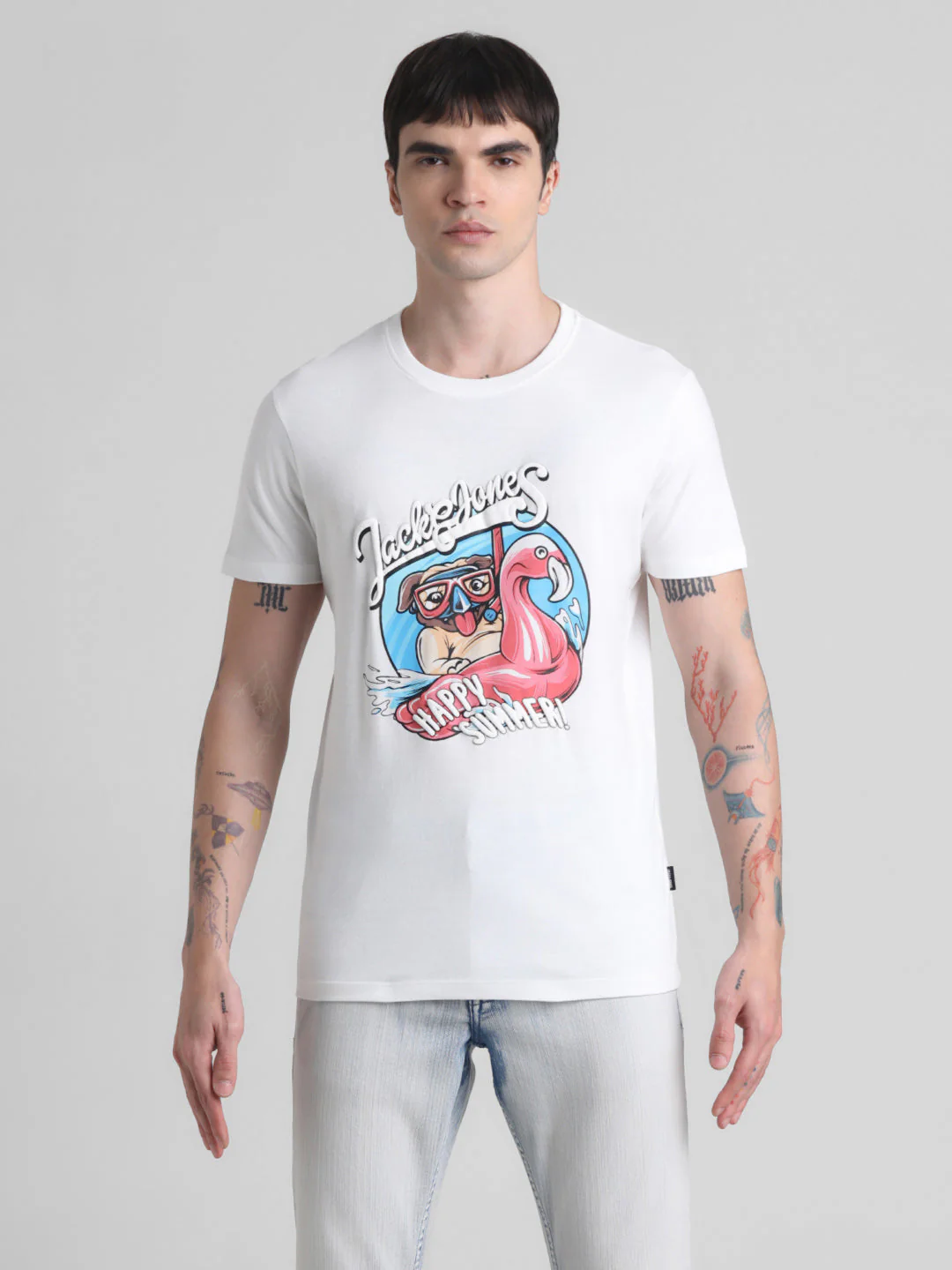 Flamingo Print Cotton T-shirt - Image 8