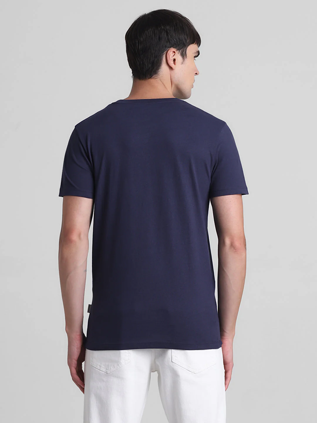 Navy Logo Print Cotton T-shirt - Image 4