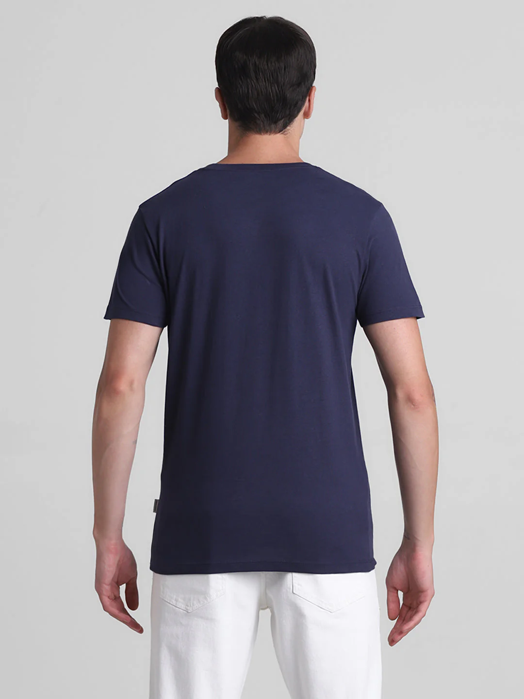 Navy Logo Print Cotton T-shirt - Image 9