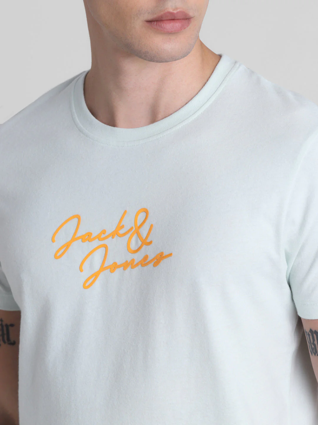 Light Blue Logo Print Cotton T-shirt - Image 5