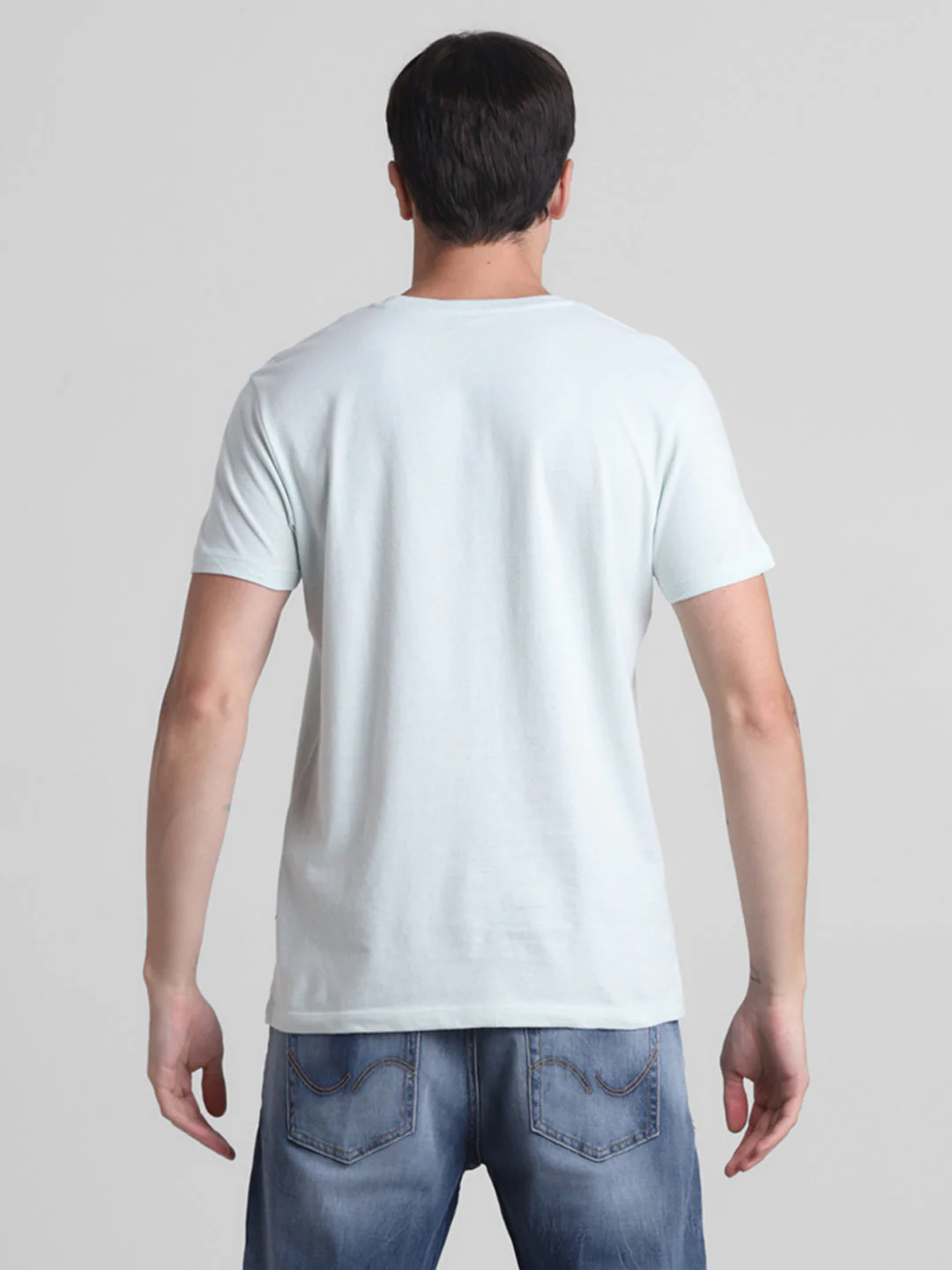 Light Blue Logo Print Cotton T-shirt - Image 9