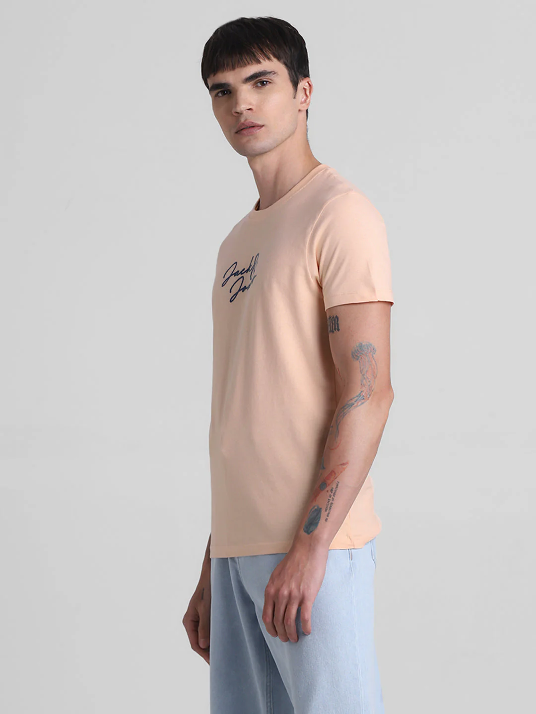 Peach Logo Print Cotton T-shirt - Image 3
