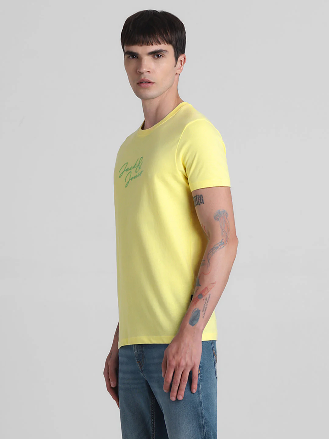 Yellow Logo Print Cotton T-shirt - Image 3