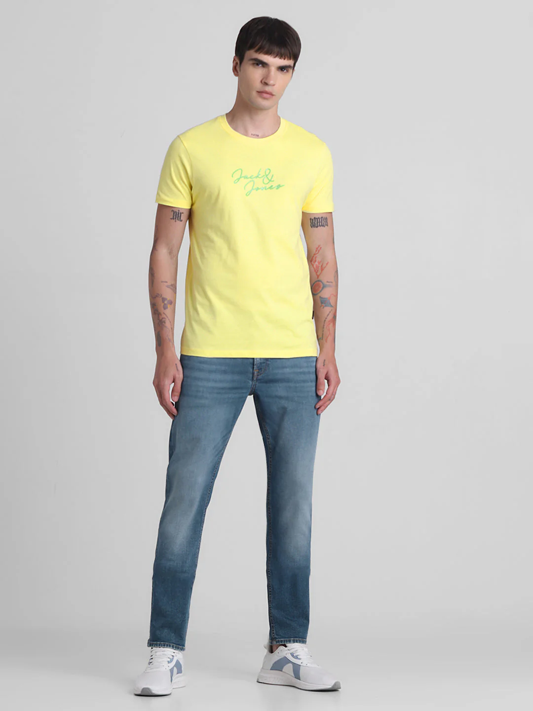 Yellow Logo Print Cotton T-shirt - Image 6