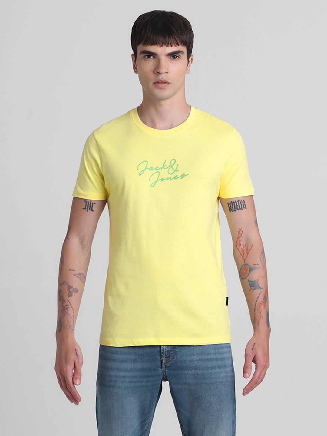 Yellow Logo Print Cotton T-shirt - Image 8