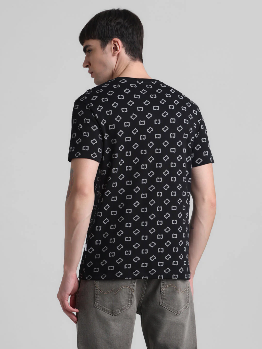 Black Printed Slim Fit T-shirt - Image 4