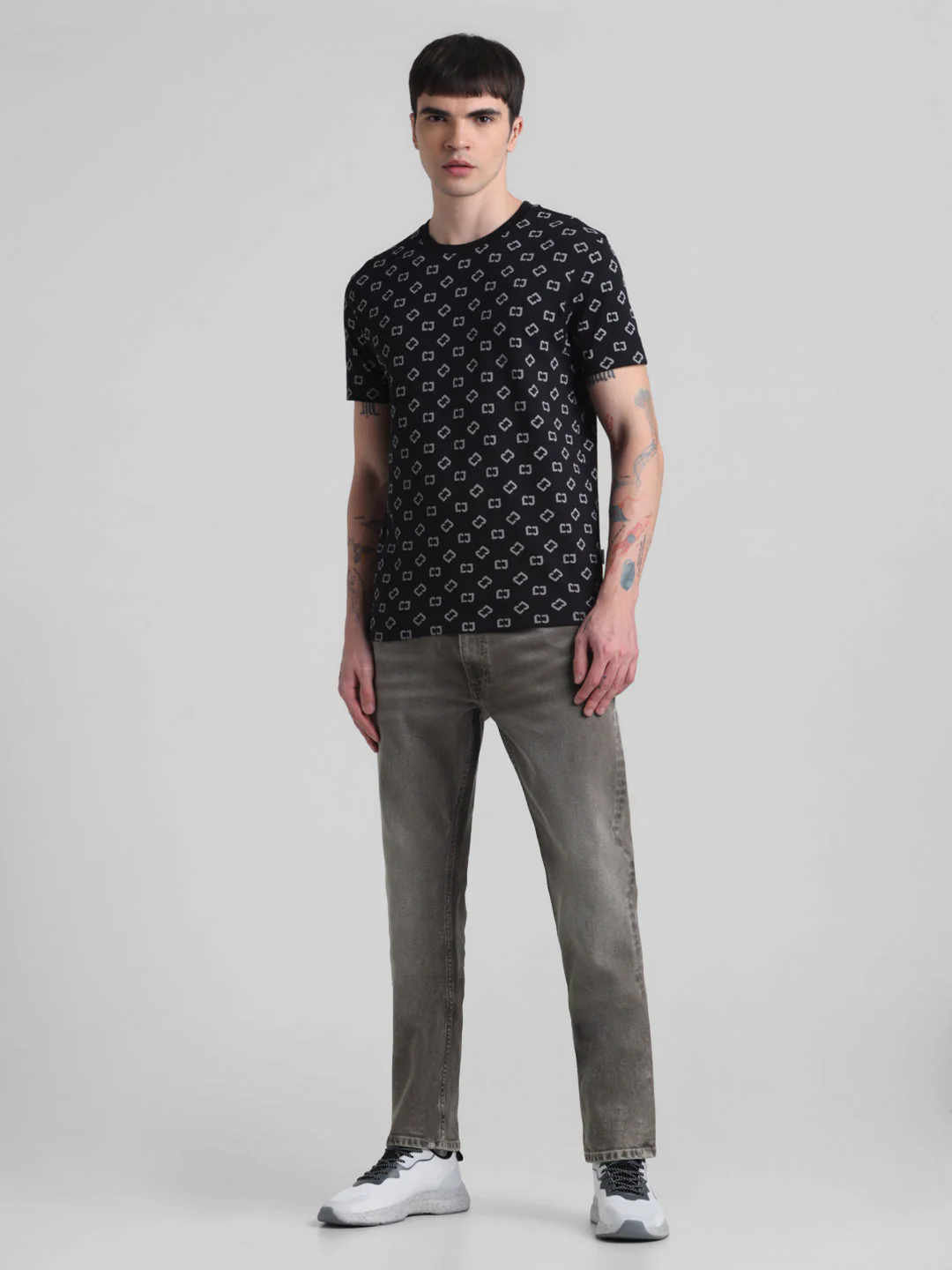 Black Printed Slim Fit T-shirt - Image 6