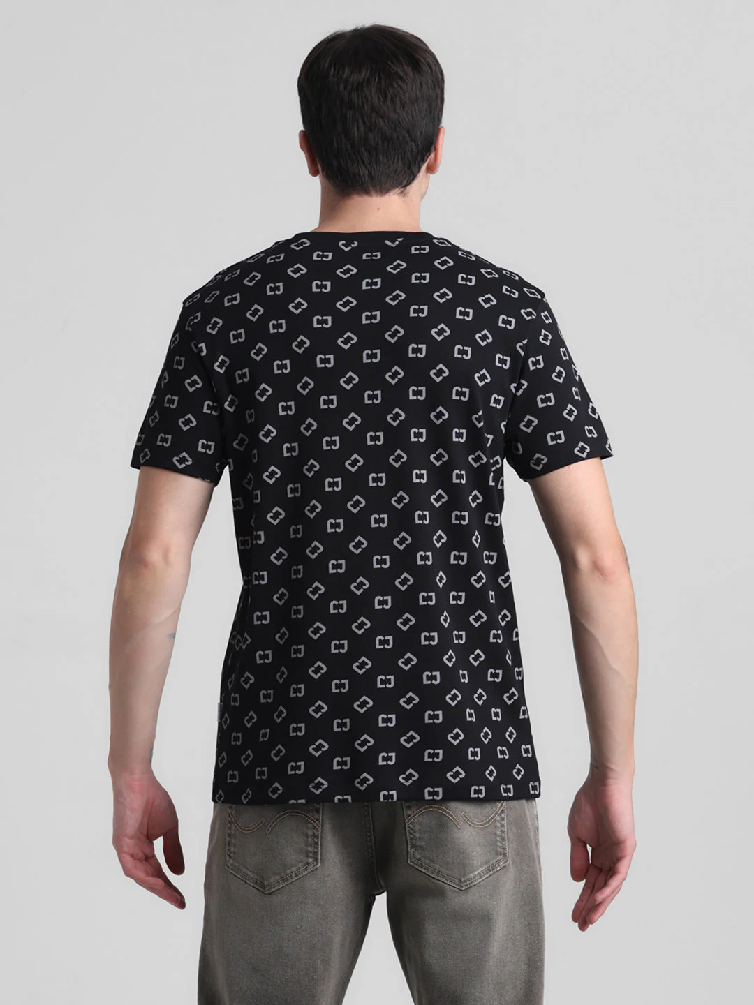Black Printed Slim Fit T-shirt - Image 9