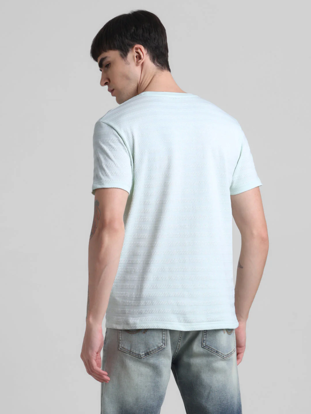 Blue Striped Slim Fit T-shirt - Image 4