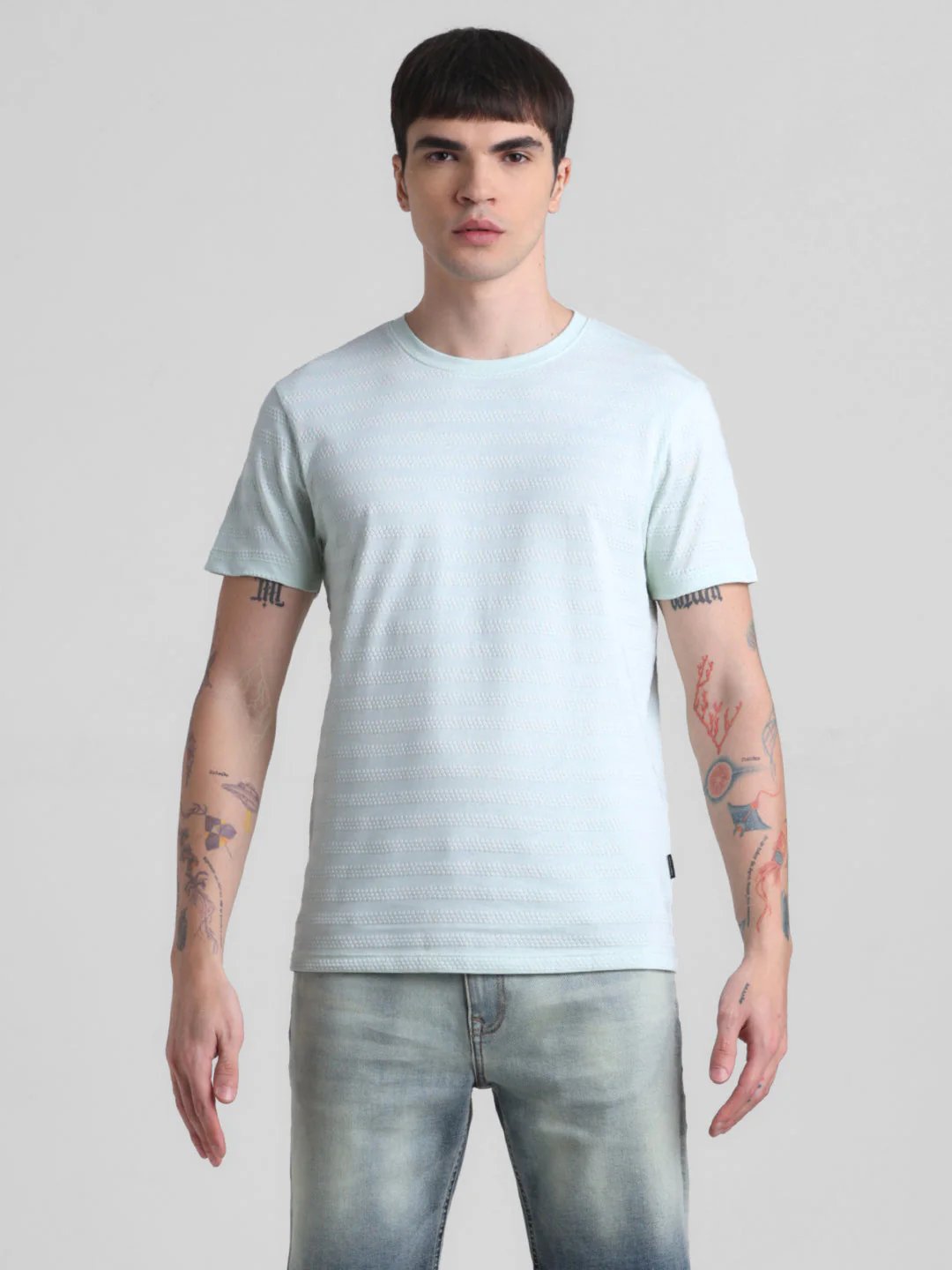 Blue Striped Slim Fit T-shirt - Image 8