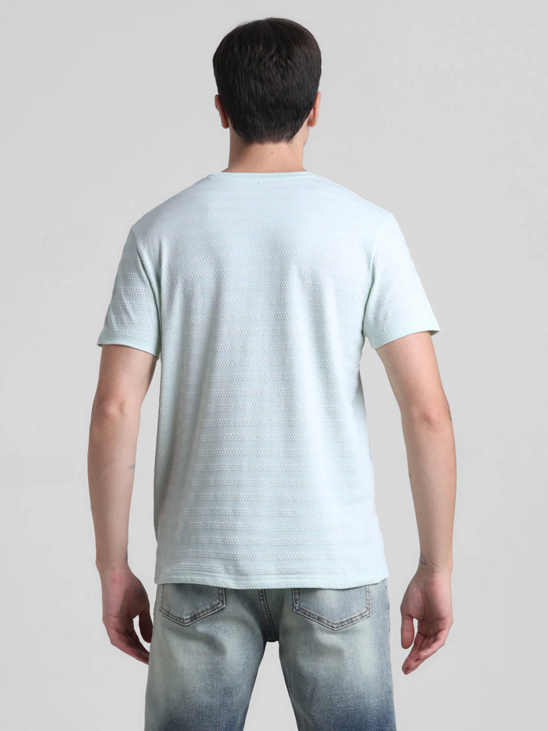 Blue Striped Slim Fit T-shirt - Image 9