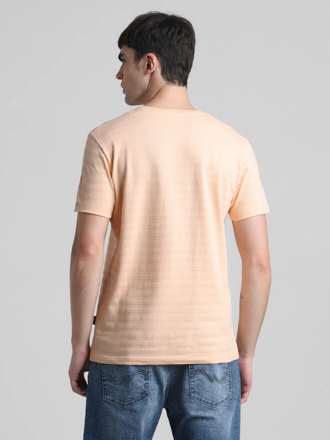 Peach Striped Slim Fit T-shirt - Image 4