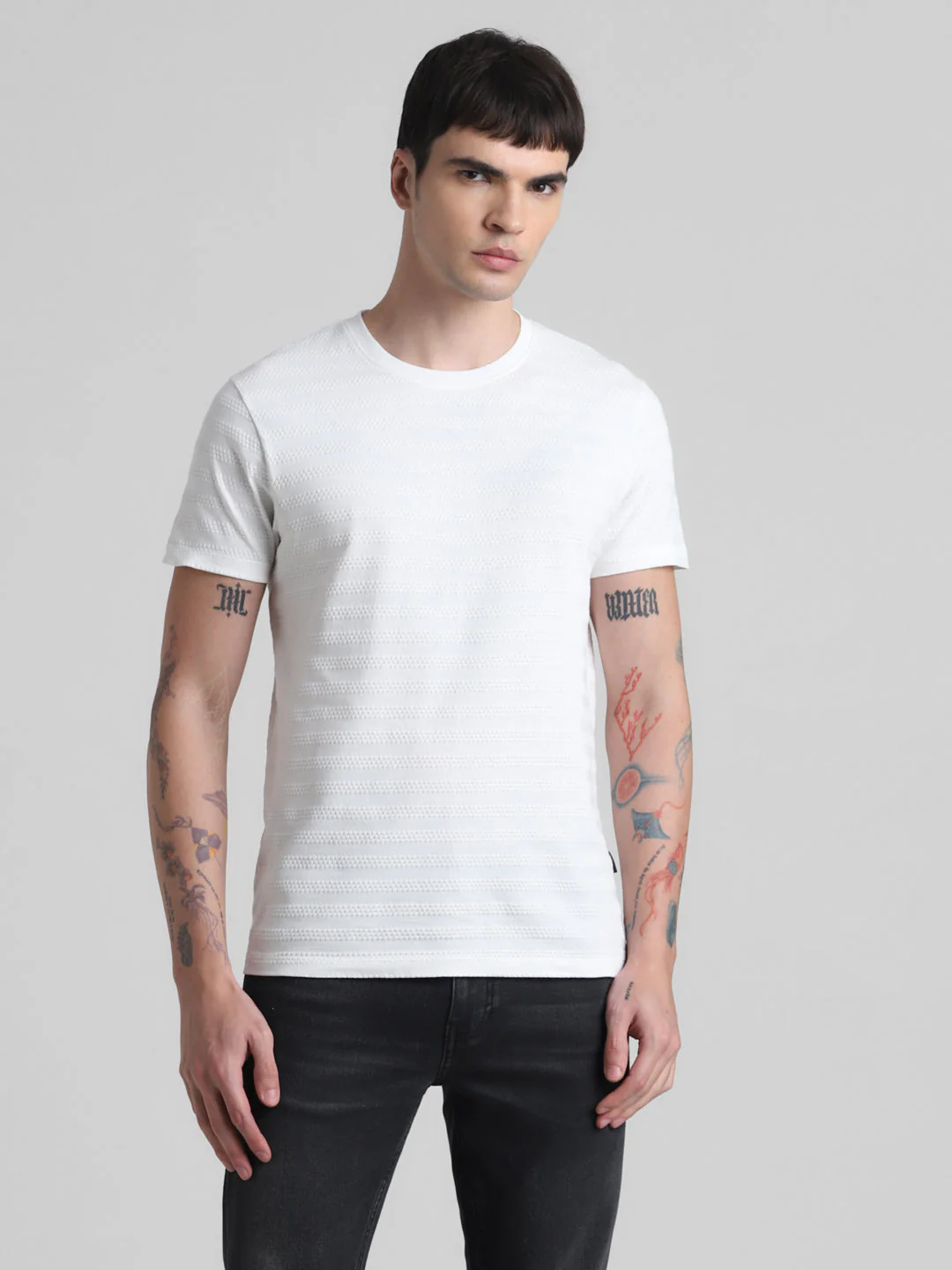 White Striped Slim Fit T-shirt - Image 2