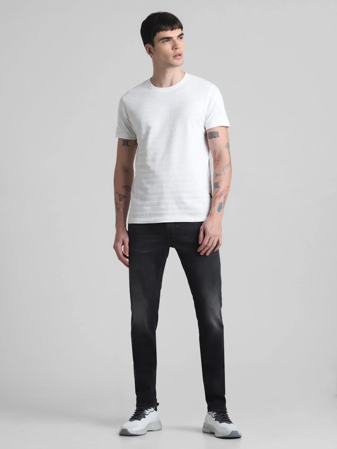 White Striped Slim Fit T-shirt - Image 6