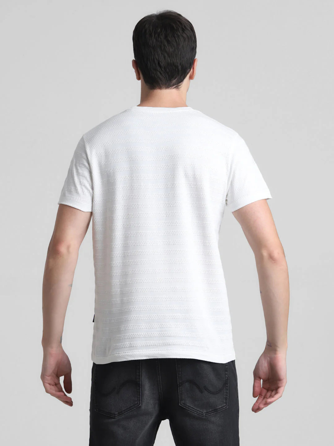 White Striped Slim Fit T-shirt - Image 9