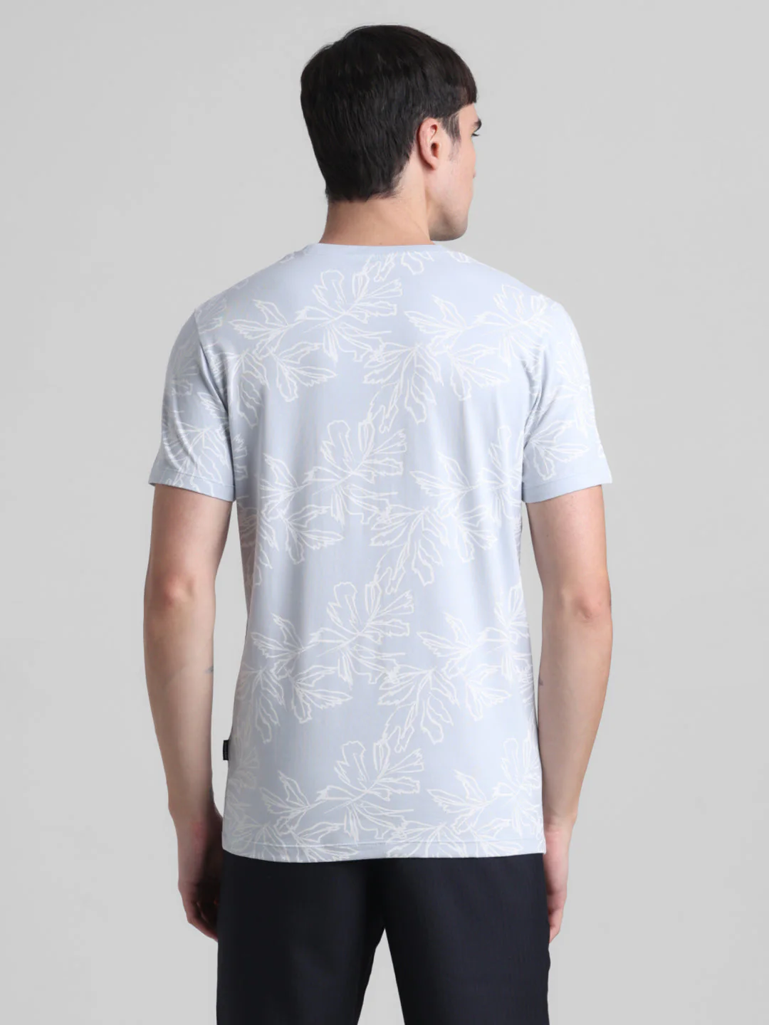 Light Blue Floral Cotton T-shirt - Image 4