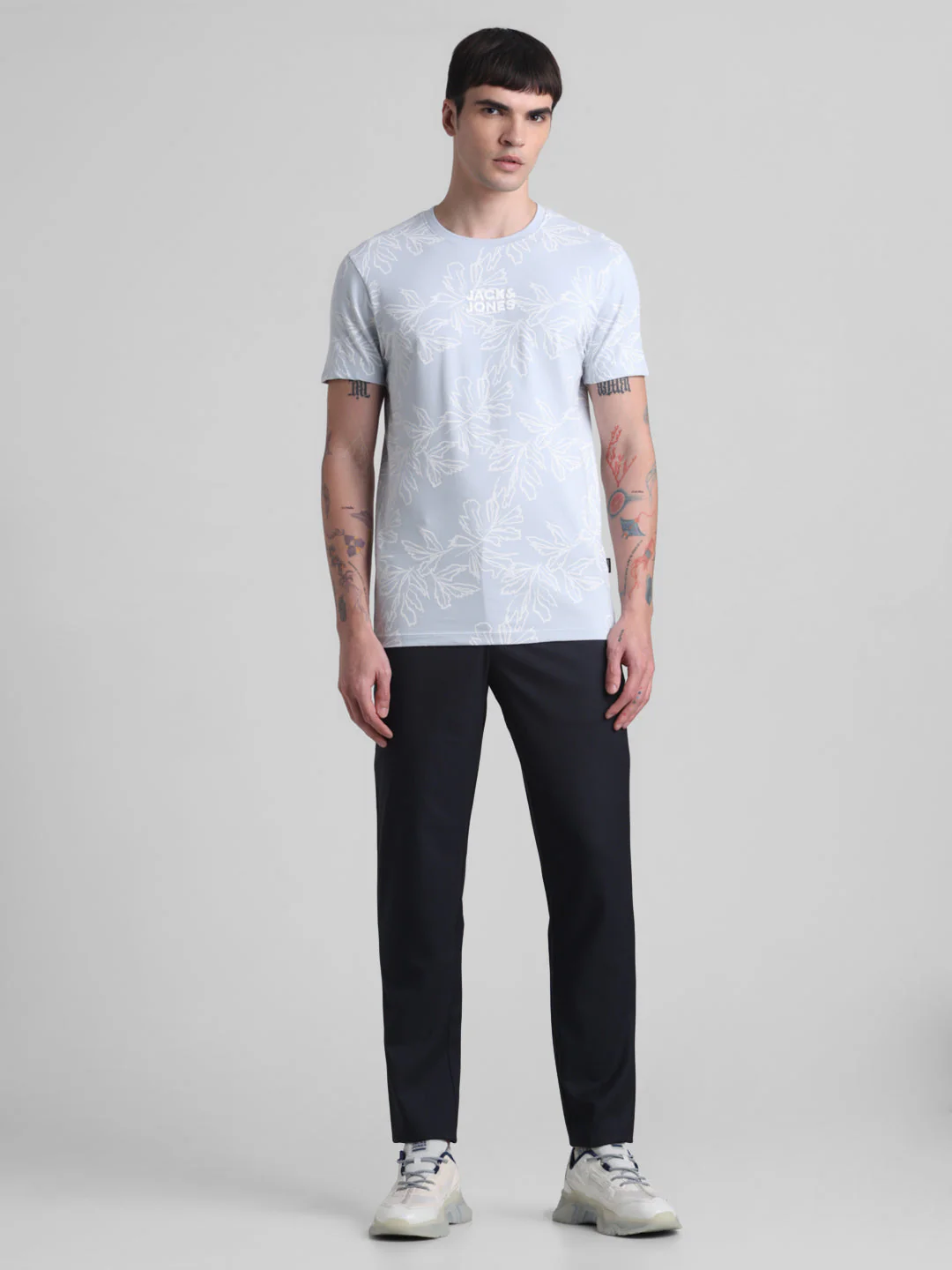 Light Blue Floral Cotton T-shirt - Image 6