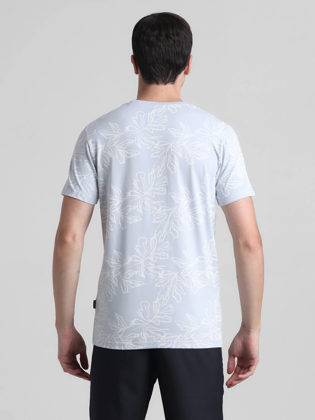 Light Blue Floral Cotton T-shirt - Image 9