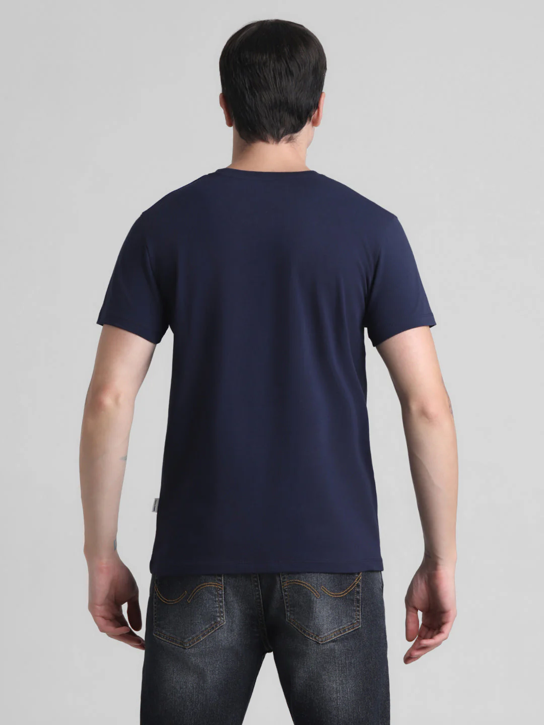 Navy Logo Print Cotton T-shirt - Image 9