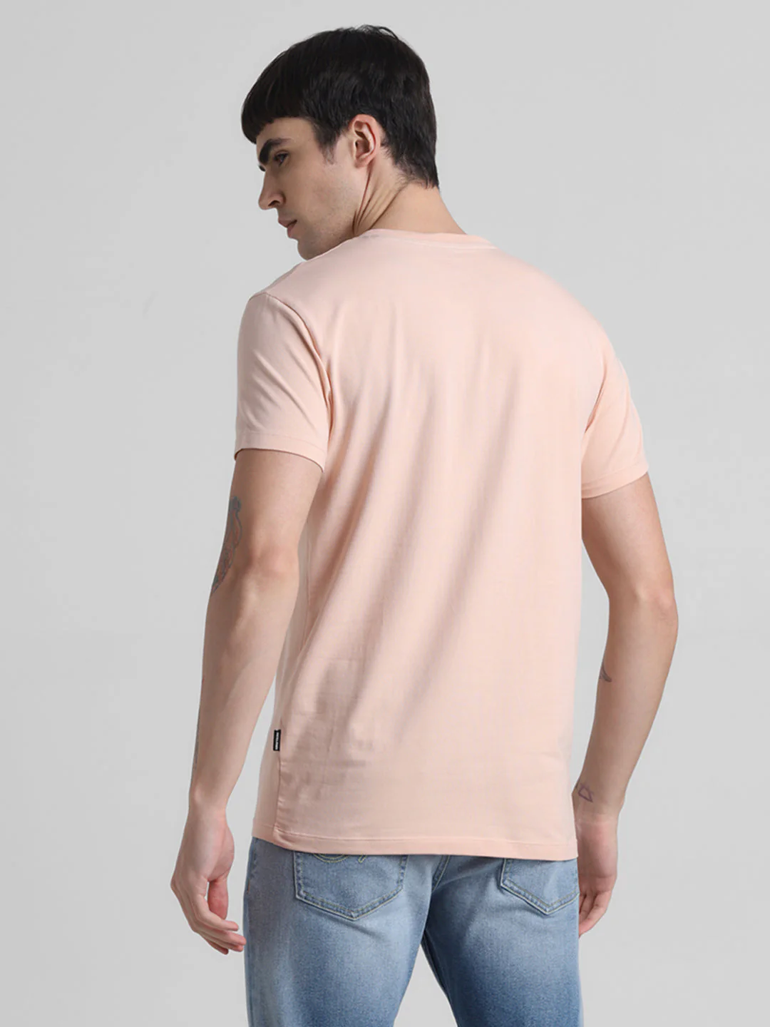 Peach Printed Slim Fit T-shirt - Image 4
