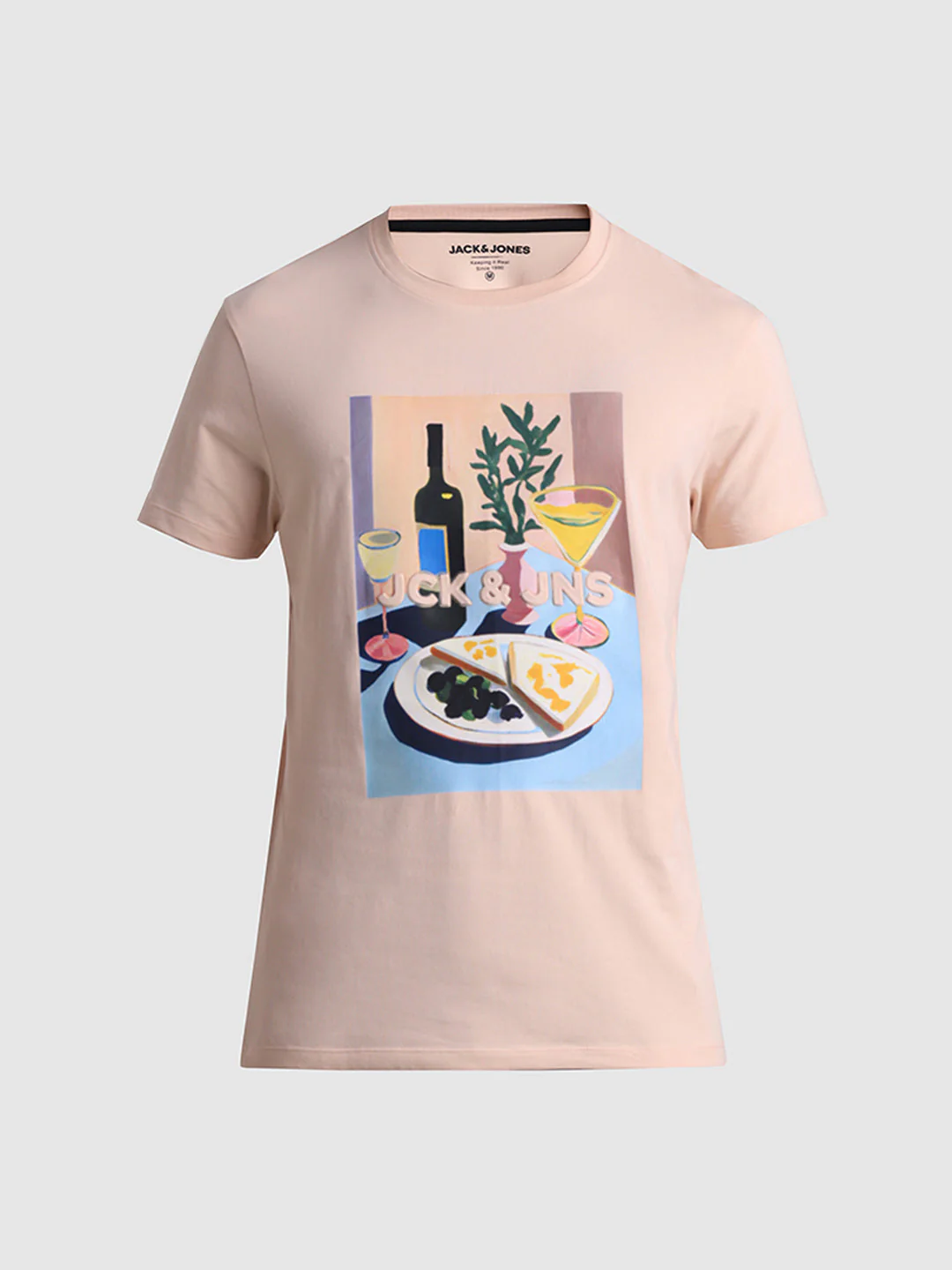 Peach Printed Slim Fit T-shirt - Image 7